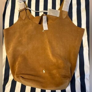 Polo Play Suede Large Tote. Polo Ralph Lauren Bag (NWT) Caramel